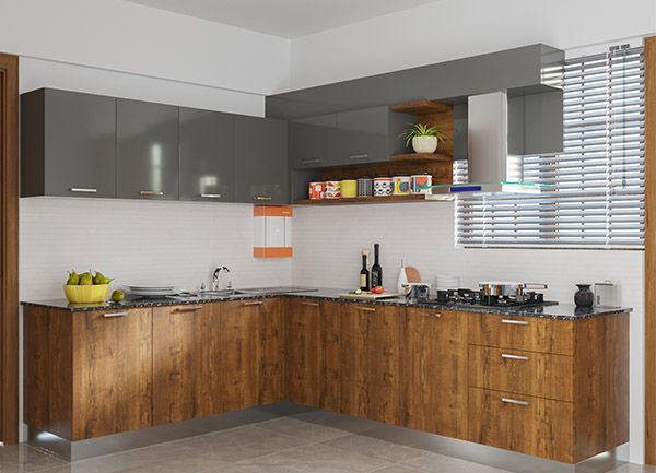 L shaped modular kitchen Kochi by Lemon