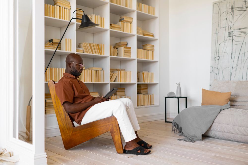 white wall reading nook